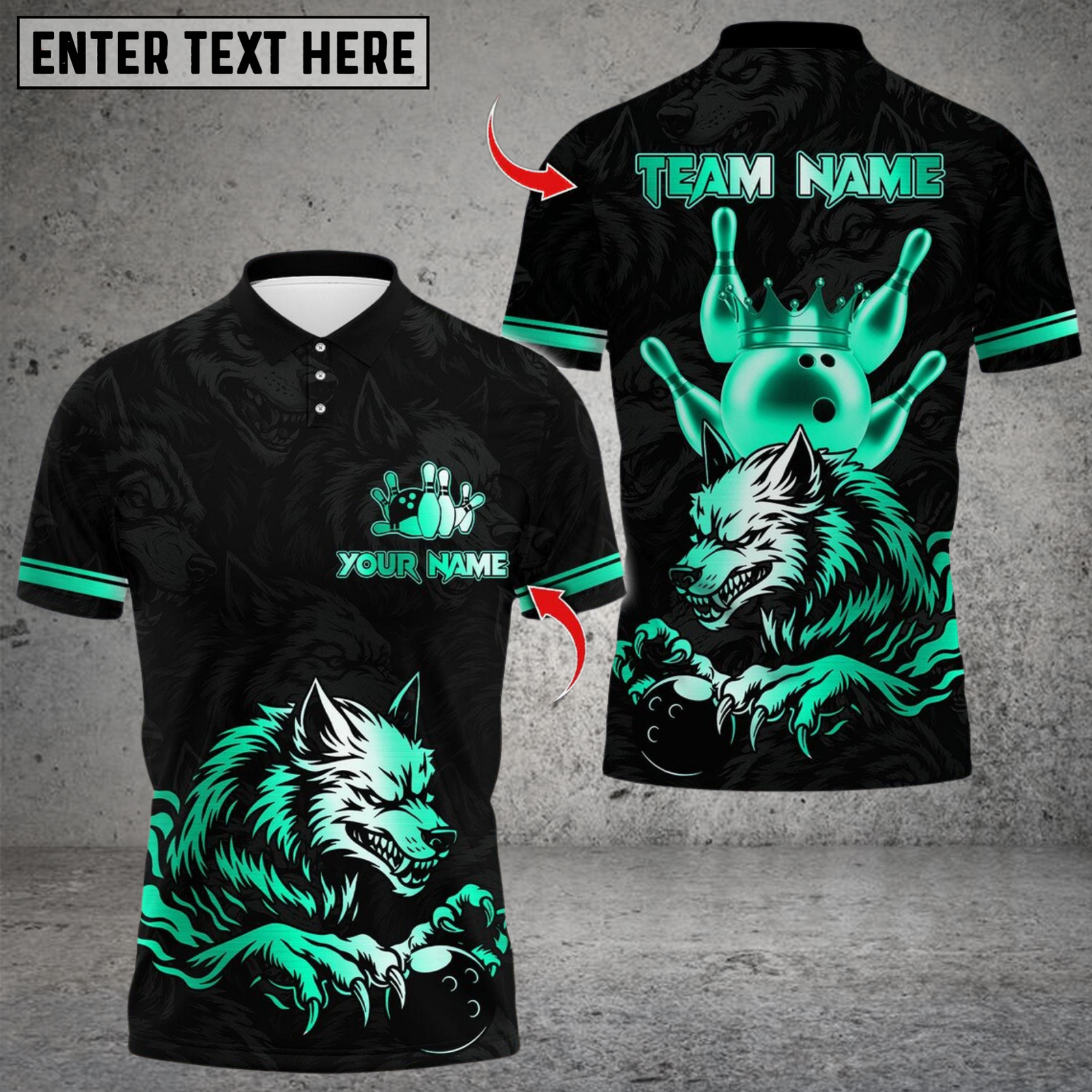 Blisscorners Bowling Wolf Strike Gold Fury Multicolor Customized Name, Team Name 3D Shirts