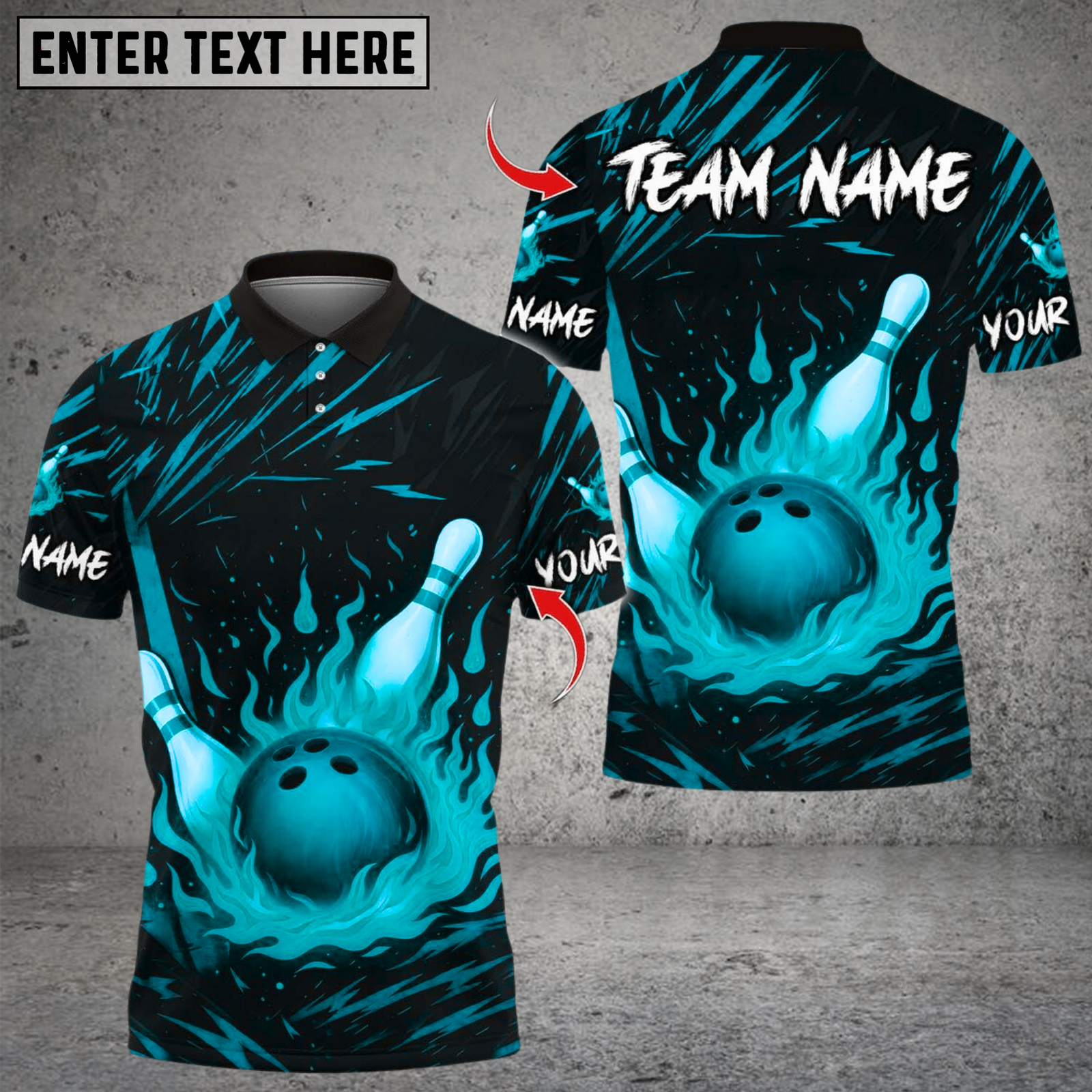 Blisscorners Bowling Flame Multicolor Customized Name, Team Name 3D Shirts 656