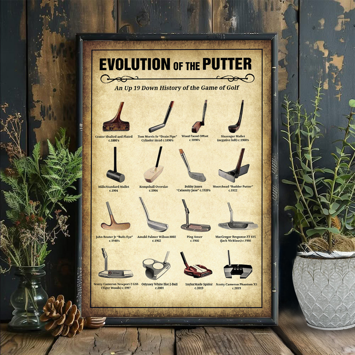 Blisscorners Evolution Of The Putter Wall Canvas Print, Golf Canvas Wall Art, Golf Wall Art, Gift For Golfer LM2611