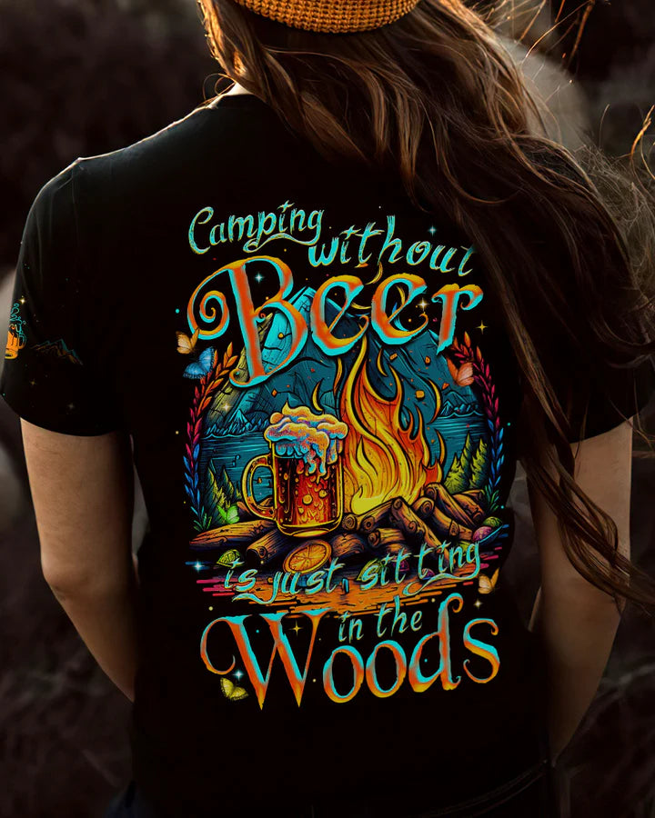 BLISSCORNERS CAMPING WITHOUT BEER IS JUST SITTING IN THE WOODS ALL OVER PRINT