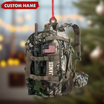 Blisscorners Custom Hunting Backpack Acrylic Ornament - Personalized Tactical Gift for Hunters & Veterans LM0411