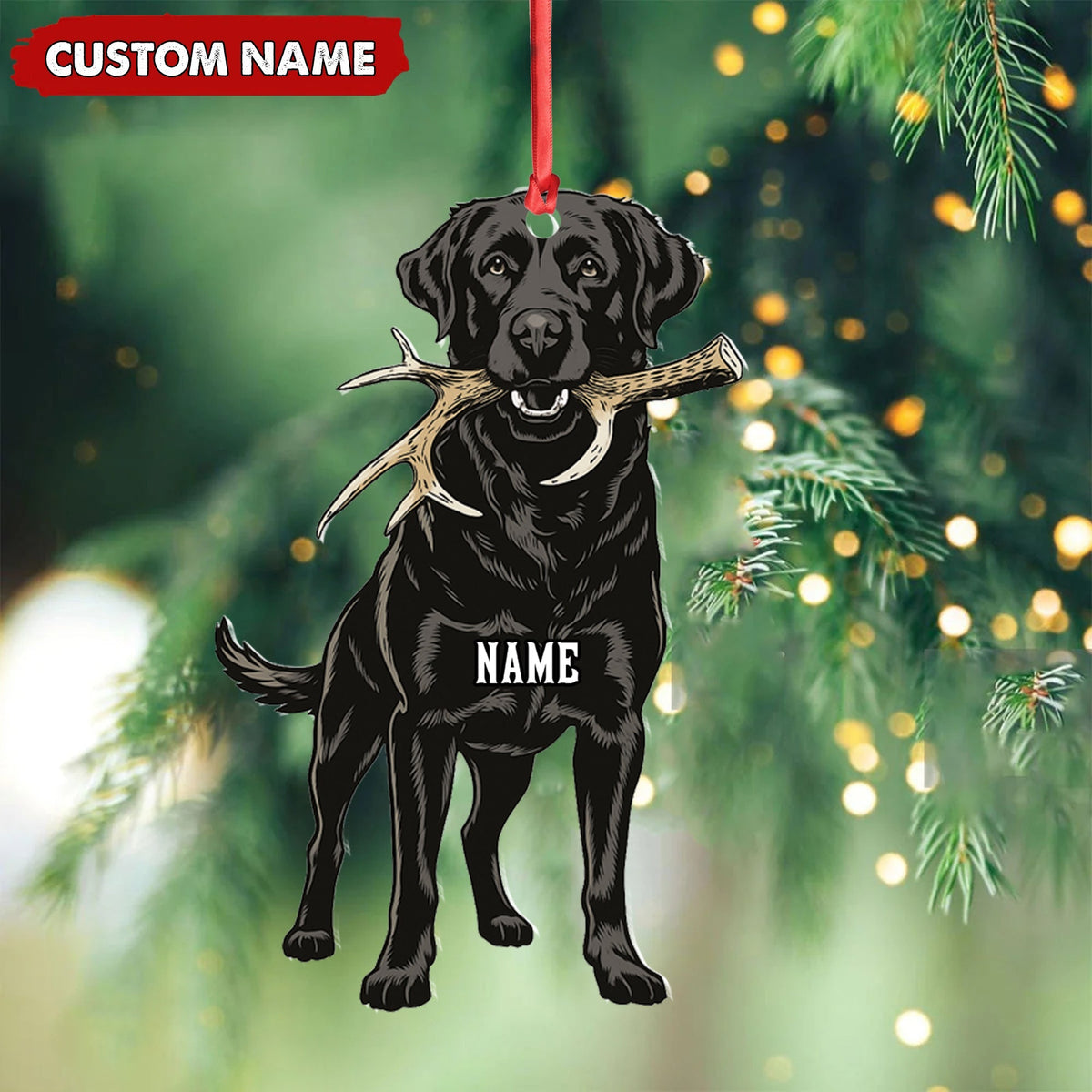 Blisscorners Personalized Black Lab Dog Christmas Ornament - Personalized Hunting Dog Acrylic Decor LM0411
