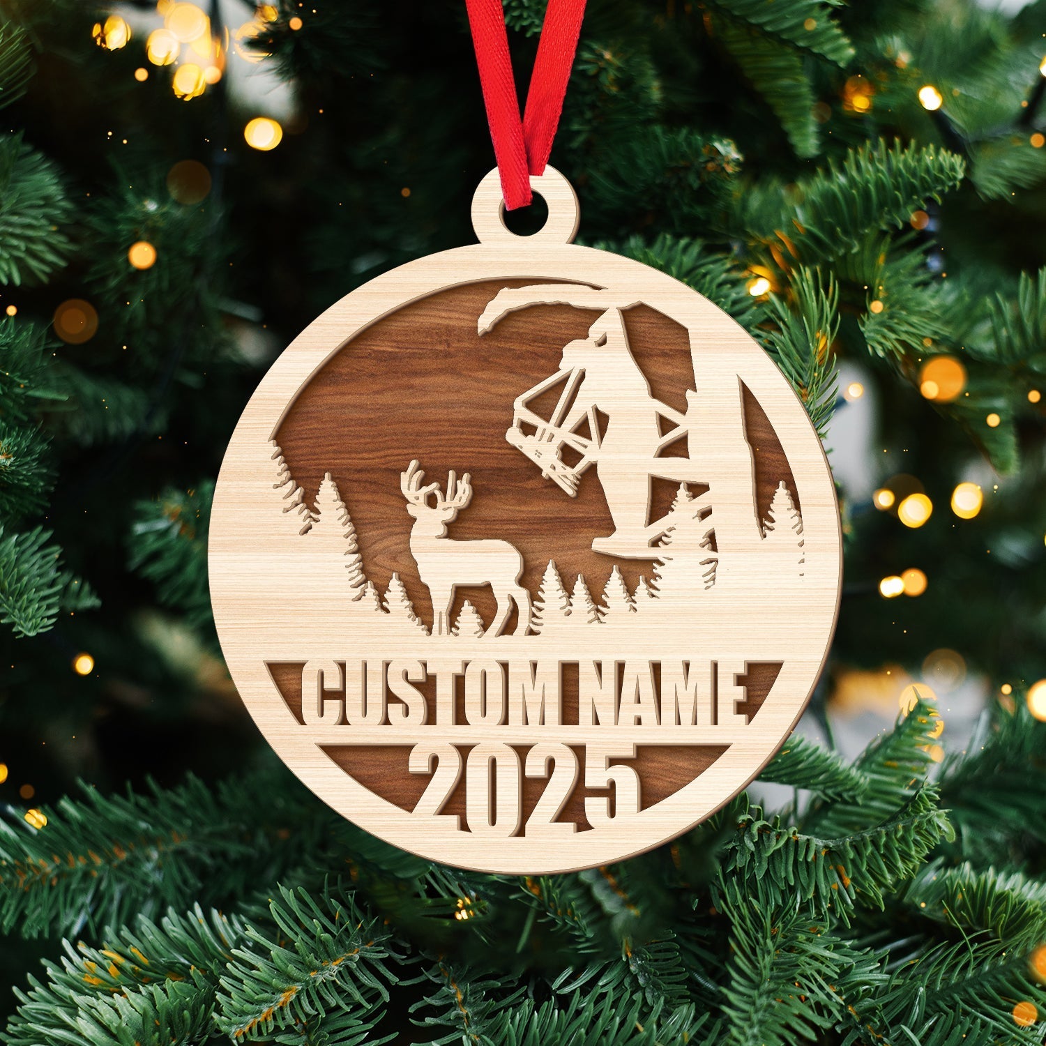 Blisscorners Personalized Bow Hunter Ornament 2025 - Custom Name Gift for Deer Hunters LM0110