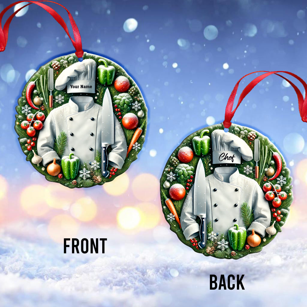 Blisscorners Custom Name Chef Ornament, Christmas Gift for Cooking Lovers2D Flat LM2211