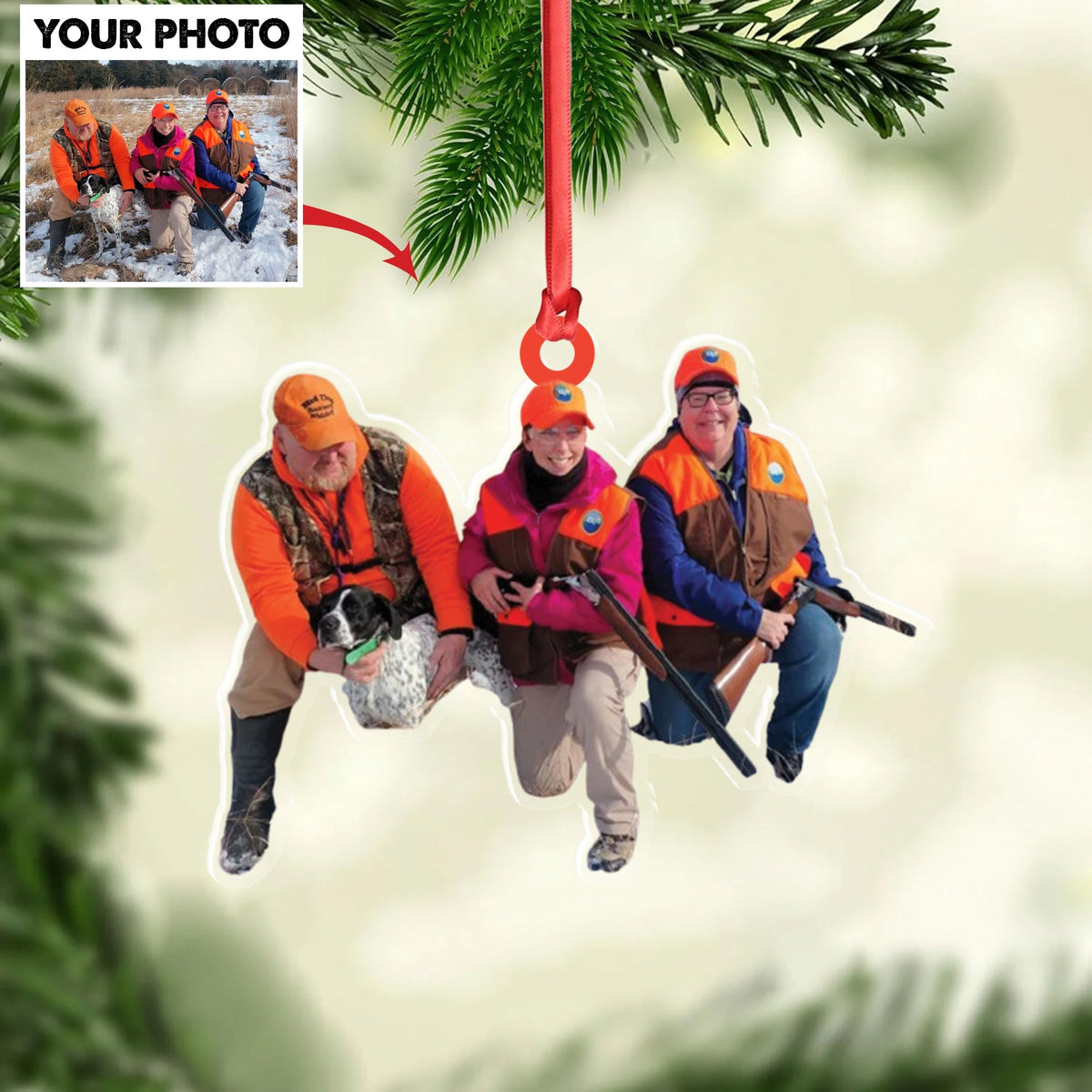 Blisscorners Personalized Hunting Acrylic Christmas Ornament Custom Photo Gift for Hunters & Outdoor Lovers LM0110