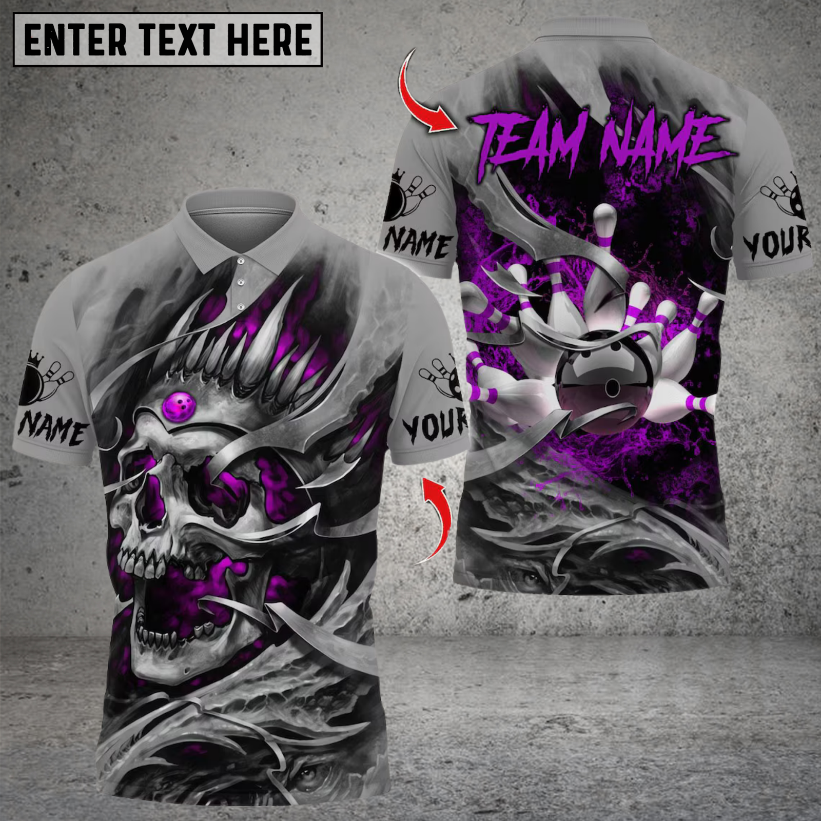 Blisscorners Bowling Skull Multicolor Customized Name, Team Name 3D Shirts