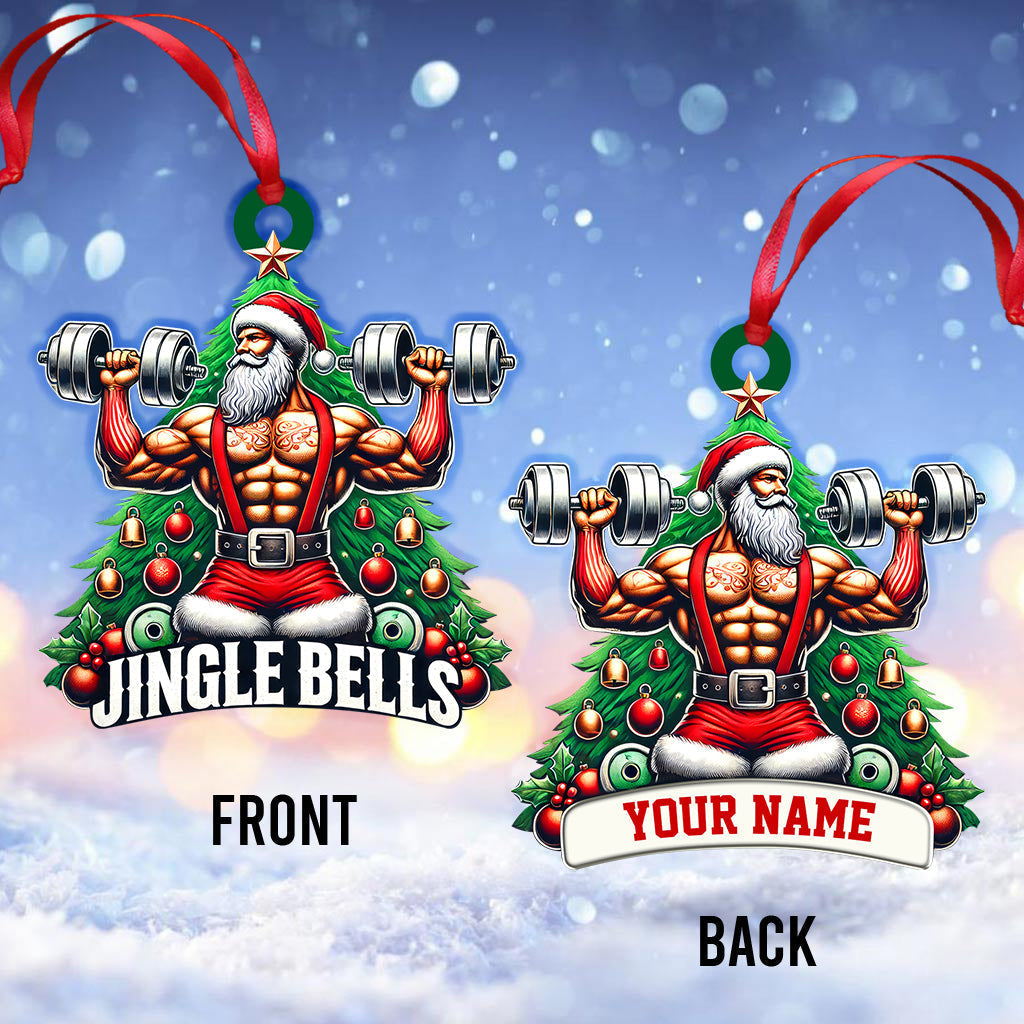 Blisscorners Custom Name Weightlifting Christmas Ornament, Santa Christmas Gift2D Flat LM2111