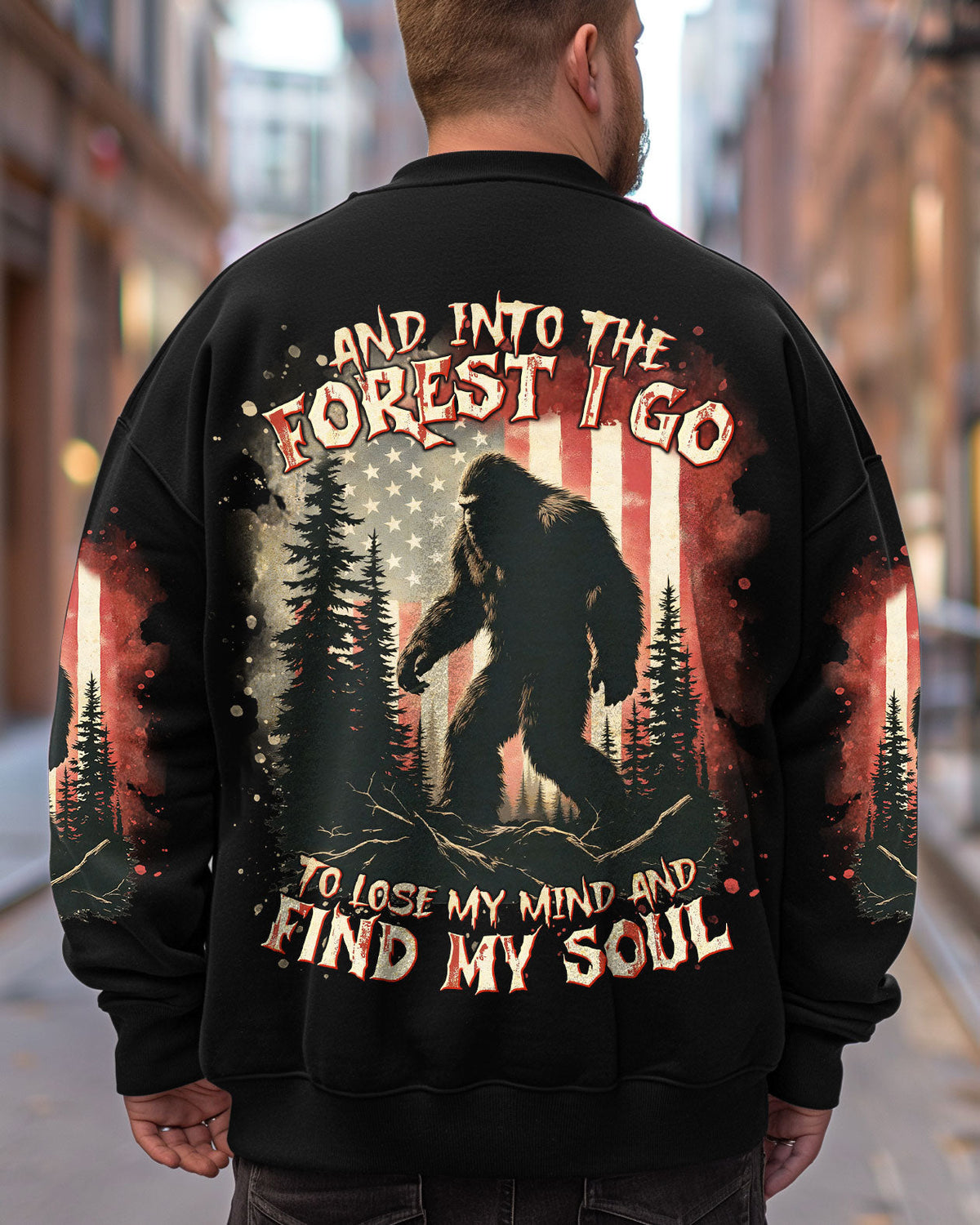BLISSCORNERS AND INTO THE FOREST I GO BIGFOOT ALL OVER PRINT