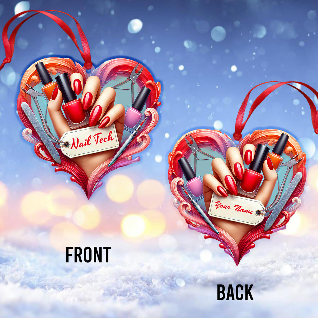 Blisscorners Custom Name Nail Tech Ornament, Christmas Gift for Nail Artist2D Flat LM2211