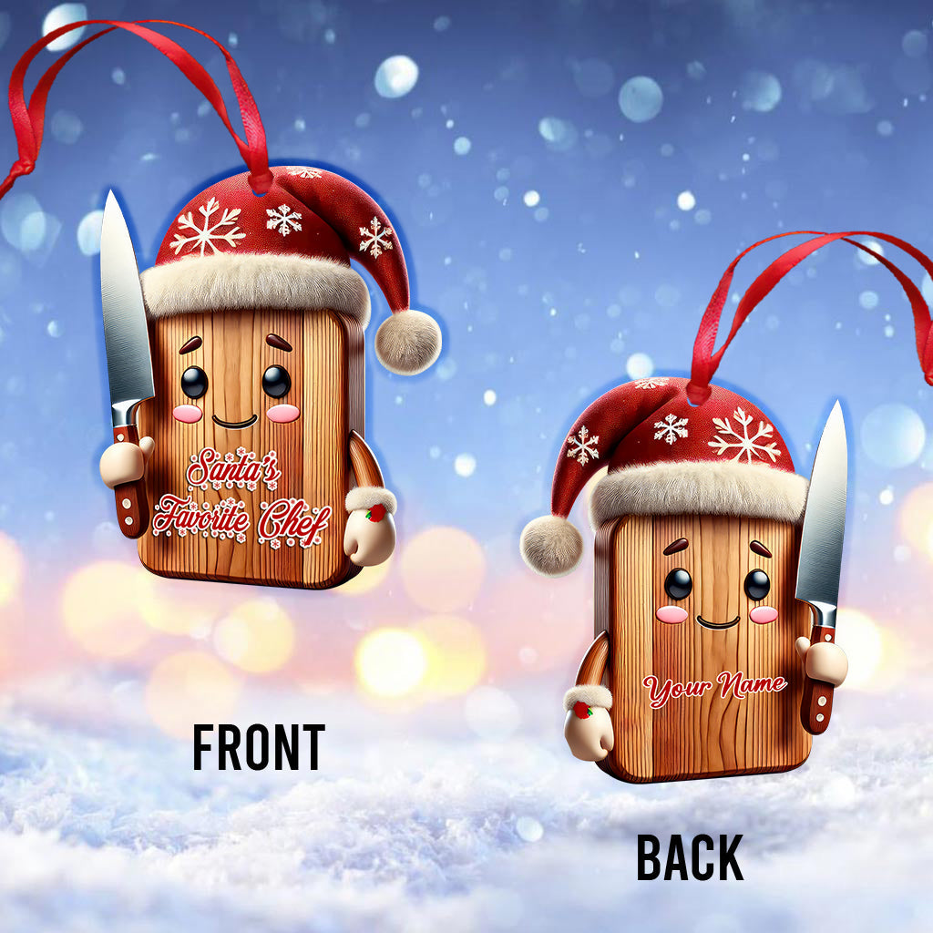 Blisscorners Custom Name Christmas Chef Ornament, Christmas Gift for Cooking Lover2D Flat LM2211