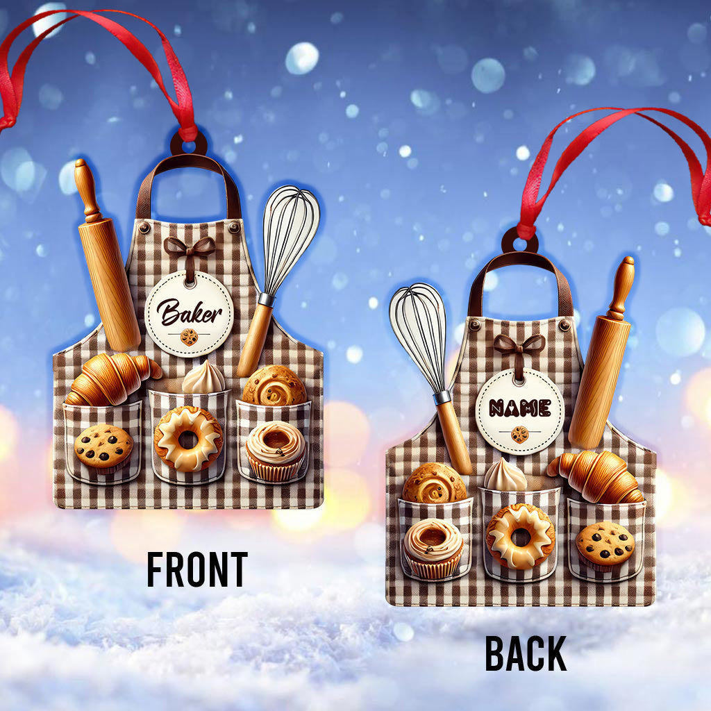 Blisscorners Custom Name Baker Ornament, Christmas Gift for Baker Lovers2D Flat LM2211