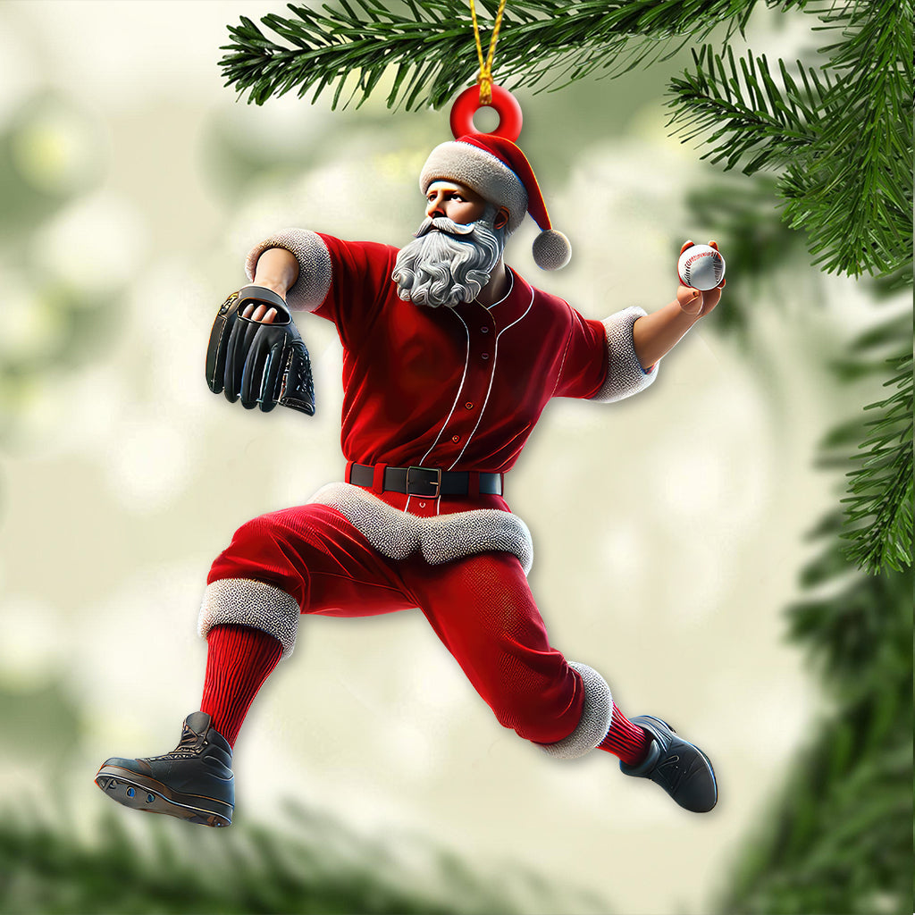 Blisscorners Custom Name Baseball Santa Ornament, Baseball Lover Christmas Gift2D Flat LM2211
