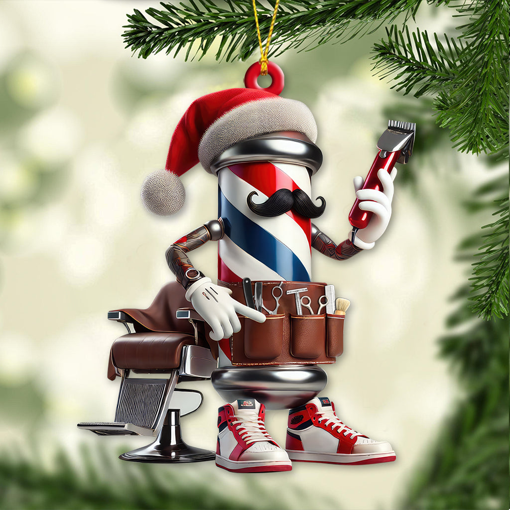 Blisscorners Custom Name Barber Ornament, Christmas Decoration for Barber Shop2D Flat LM2211