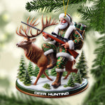 Blisscorners Custom Name Santa Deer Hunting Ornament, Deer Hunter Christmas Gift 2D Flat LM2211