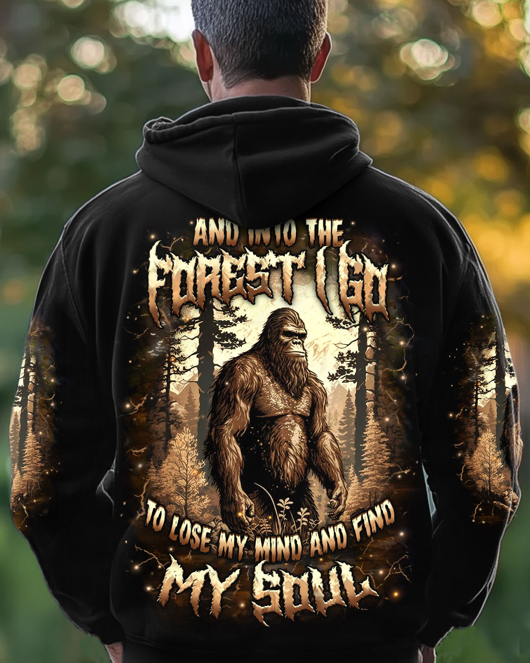 BLISSCORNERS AND INTO THE FOREST I GO BIGFOOT ALL OVER PRINT