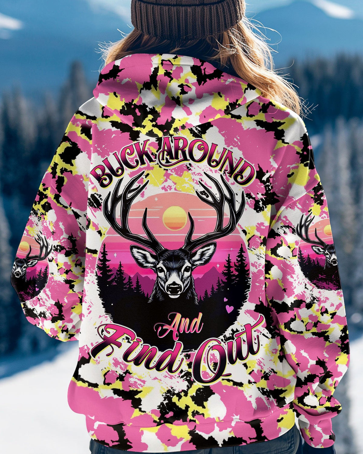 BLISSCORNERS BUCK AROUND AND FIND OUT DEER HUNTING ALL OVER PRINT