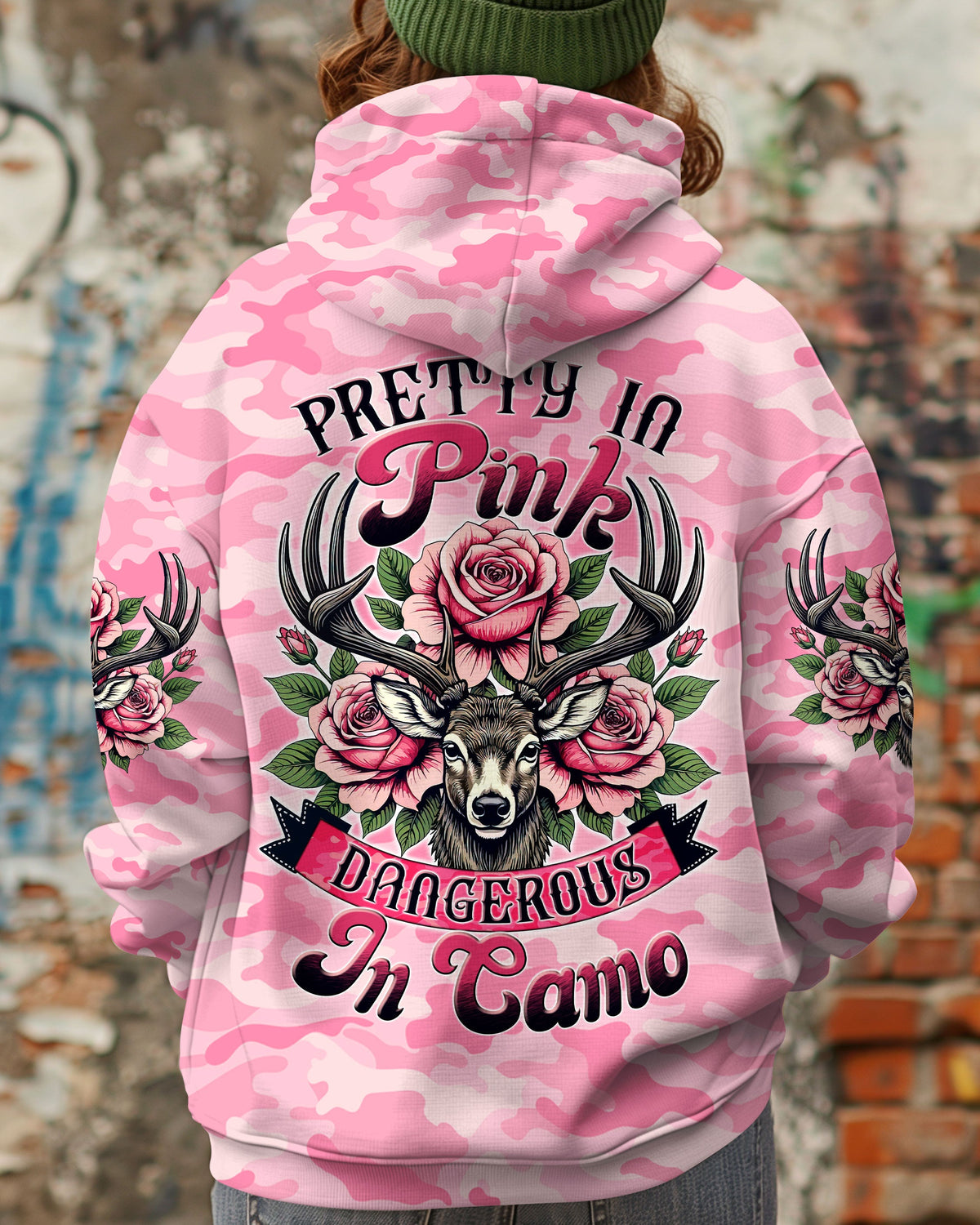 BLISSCORNERS PRETTY IN PINK HUNTING DEER ALL OVER PRINT