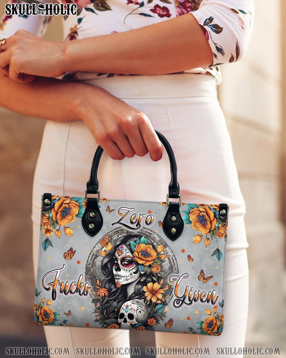 BLISSCORNERS ZERO F GIVEN SUGAR SKULL LEATHER HANDBAG