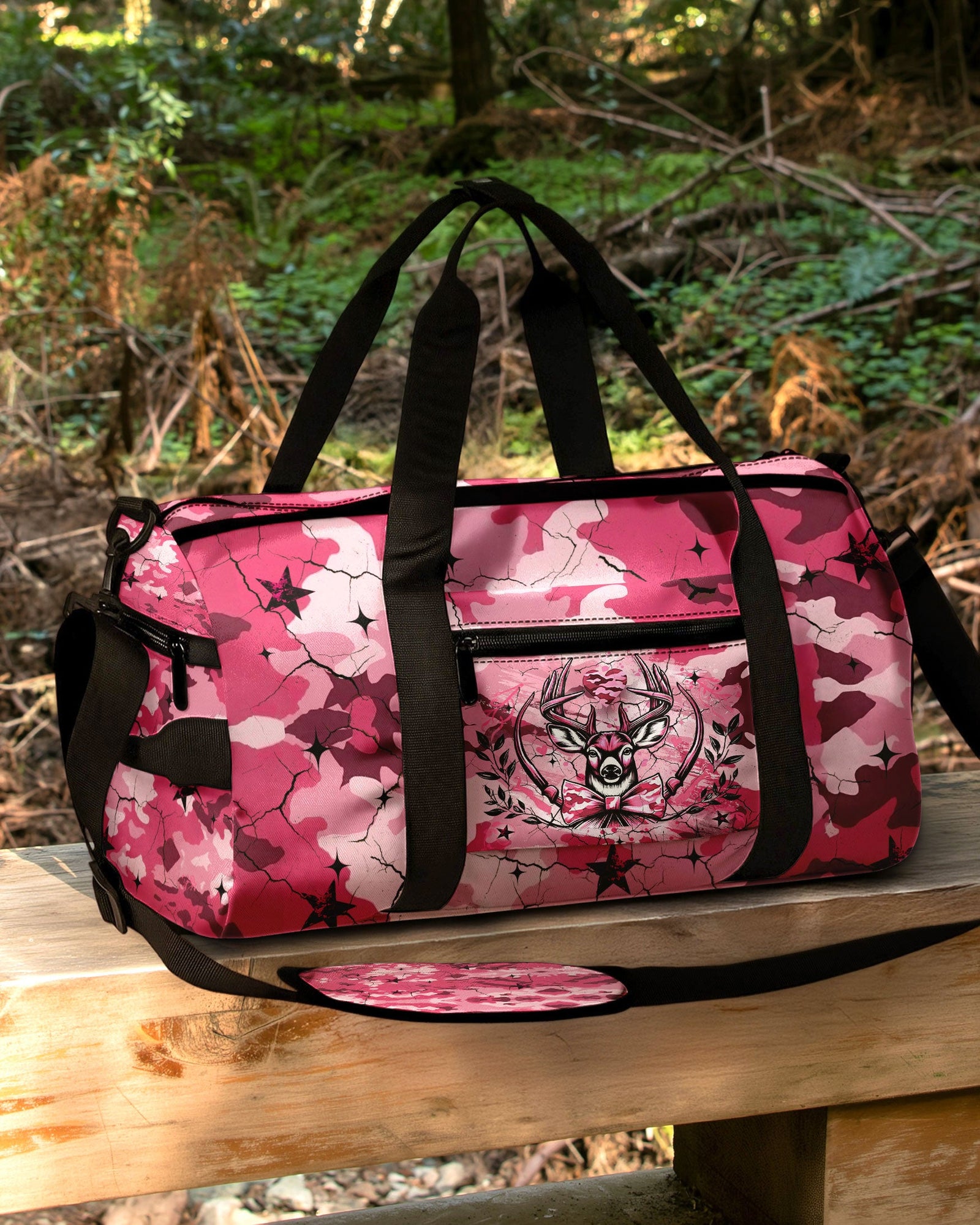 BLISSCORNERS PINK DEER CAMO TRAVELLING BAG