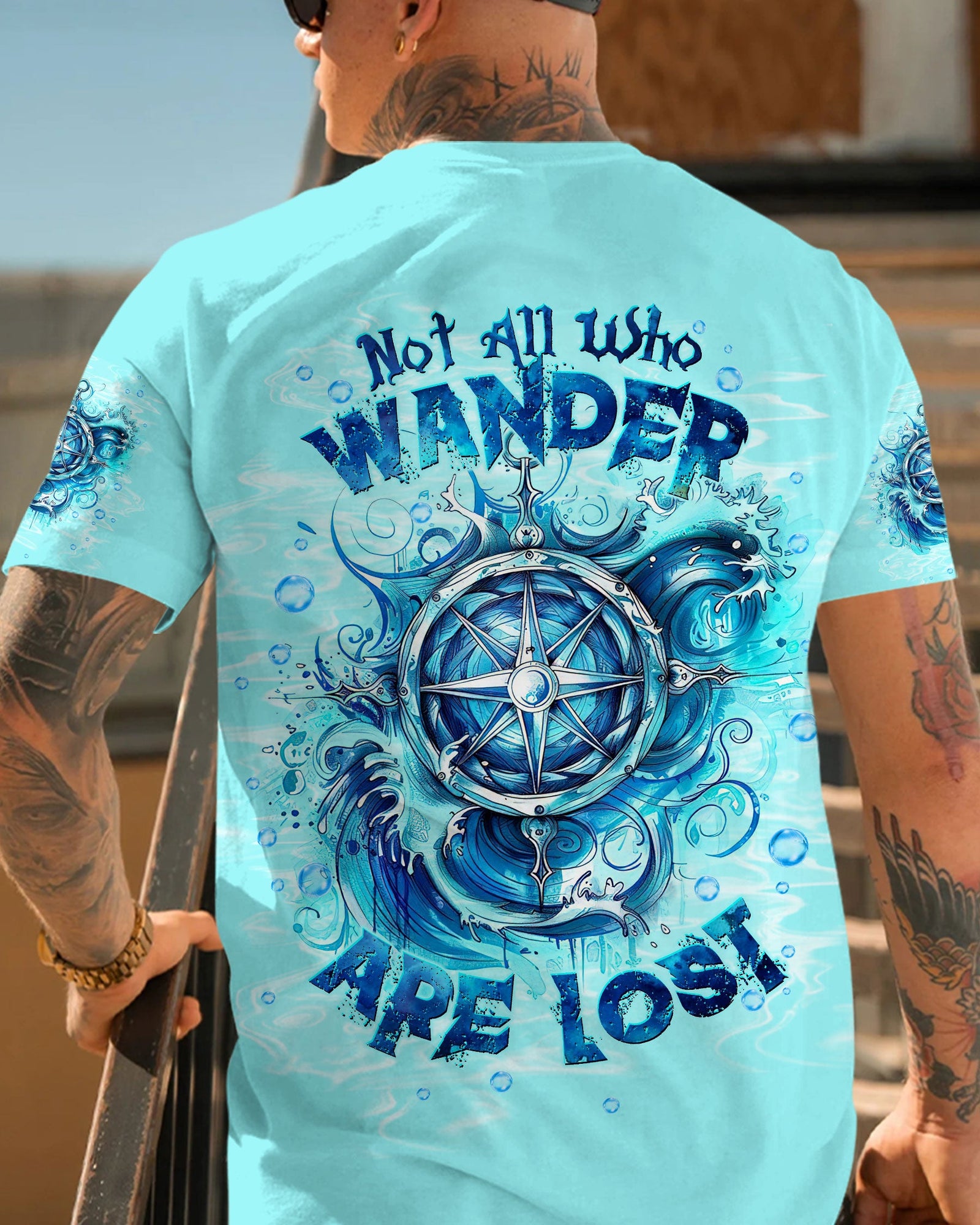 BLISSCORNERS NOT ALL WHO WANDER ARE LOST COMPASS BEACH ALL OVER PRINT