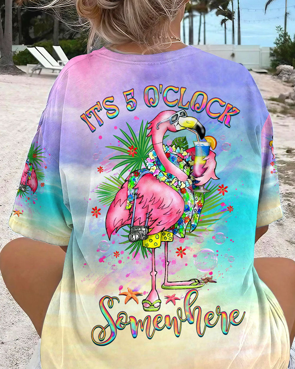 BLISSCORNERS IT'S 5 O'CLOCK SOMEWHERE FLAMINGO ALL OVER PRINT