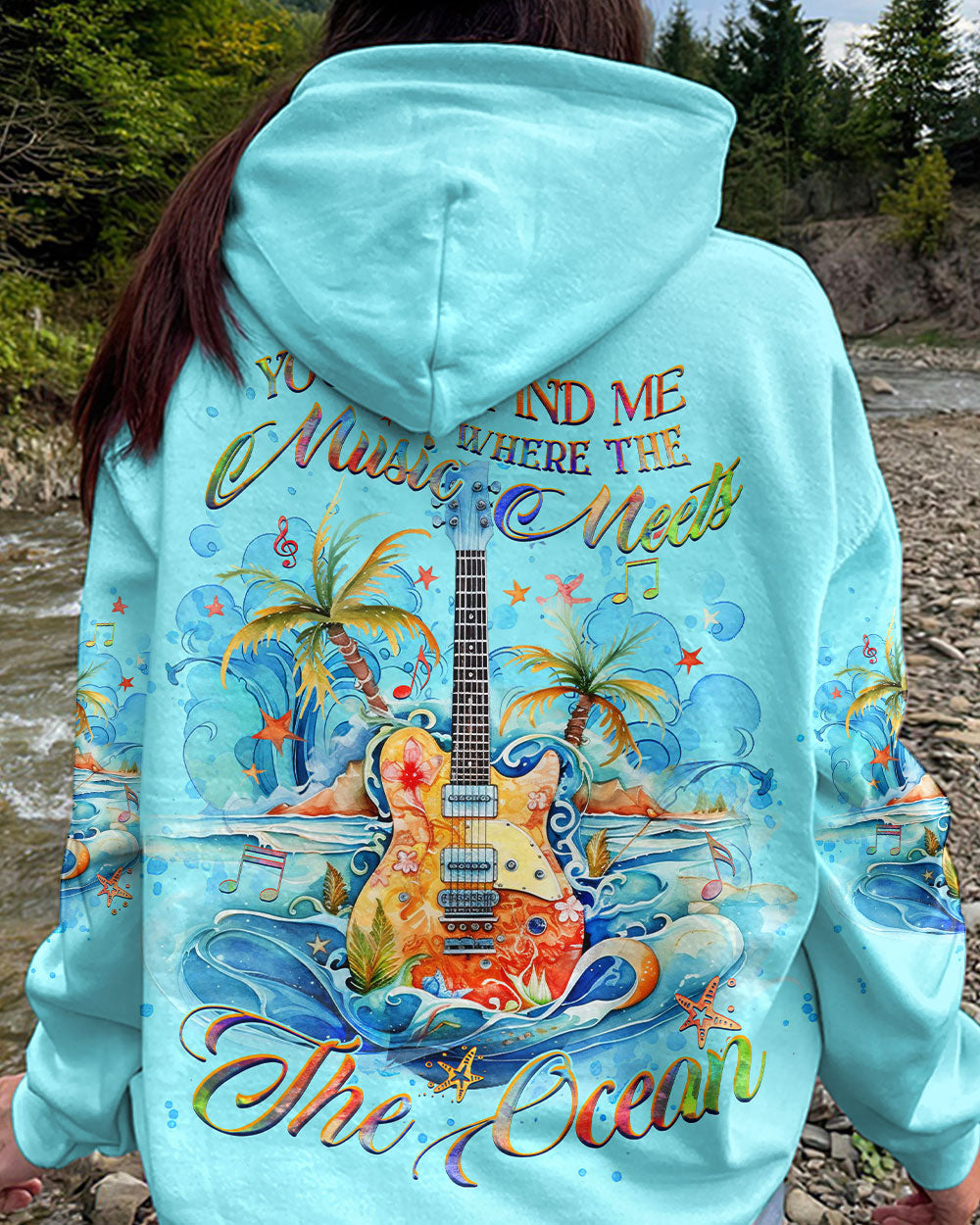 BLISSCORNERS YOU CAN FIND ME WHERE THE MUSIC ALL OVER PRINT