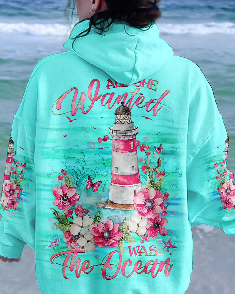 BLISSCORNERS ALL SHE WANTED WAS THE OCEAN LIGHTHOUSE ALL OVER PRINT