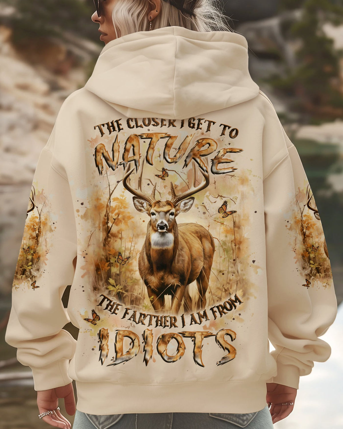 BLISSCORNERS THE CLOSER I GET TO NATURE DEER HUNTING ALL OVER PRINT