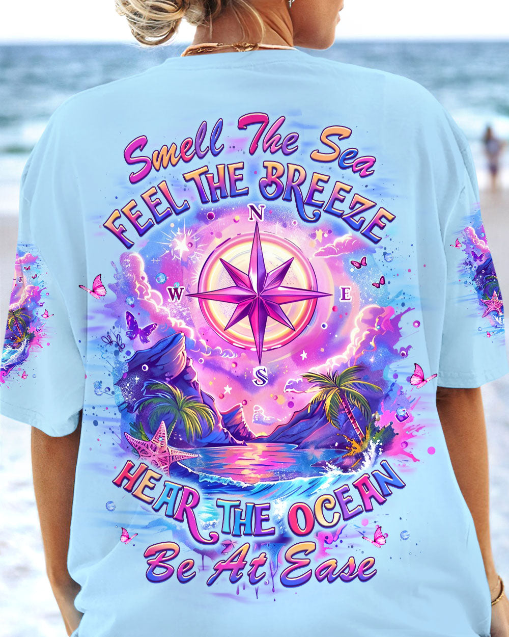 BLISSCORNERS SMELL THE SEA FEEL THE BREEZE COMPASS ALL OVER PRINT