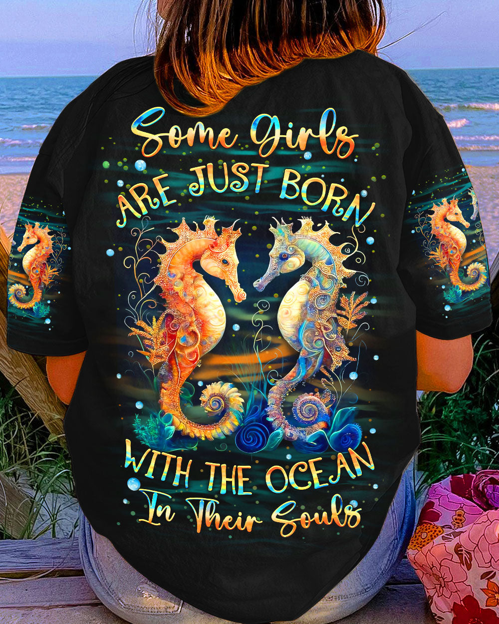 BLISSCORNERS SOME GIRLS ARE JUST BORN SEAHORSE ALL OVER PRINT