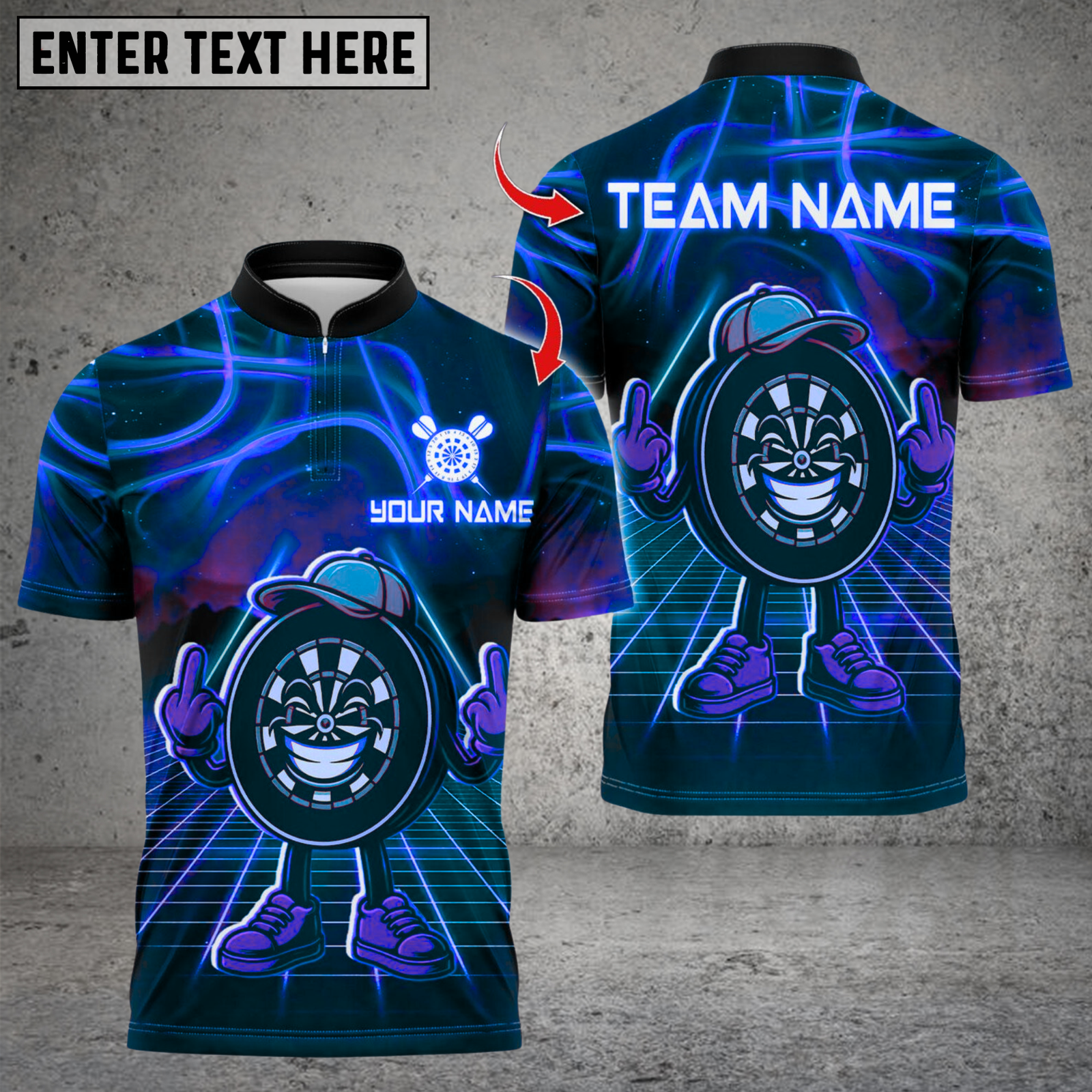 Blisscorners Darts Neon Dartboard Swag Multicolor Customized Name, Team Name 3D Shirts