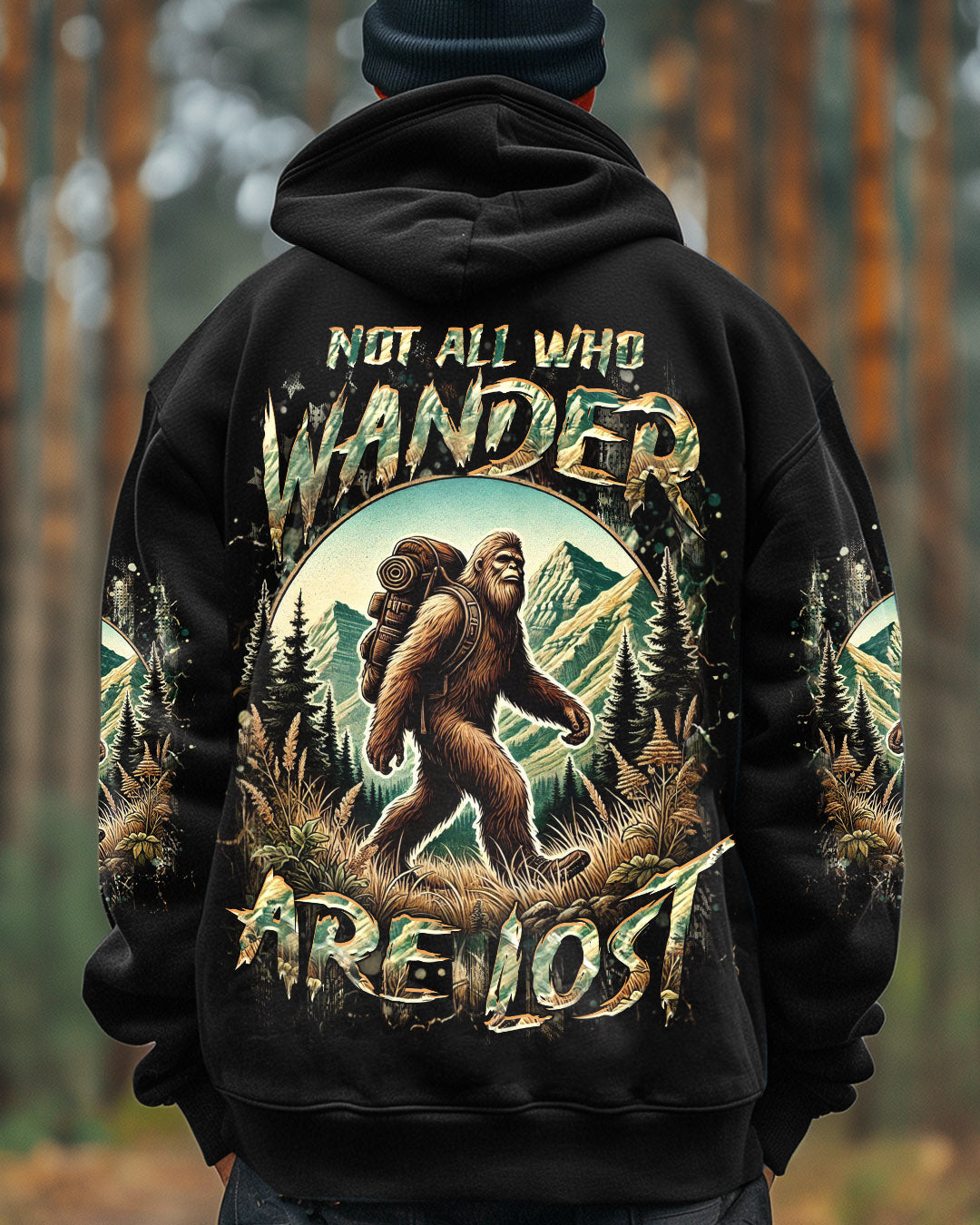 BLISSCORNERS NOT ALL WHO WANDER ARE LOST BIGFOOT ALL OVER PRINT