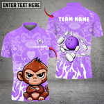 Blisscorners Bowling And Pins Cute Baby Monkey Customized Name, Team Name 3D Shirt