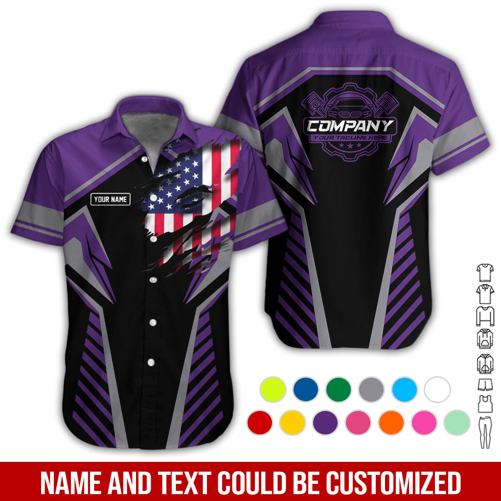 Blisscorners Personalized Diesel Mechanic Shirt, Purple Garage Uniform, Gift for Car Guys & Technicians, Size S to 5XL