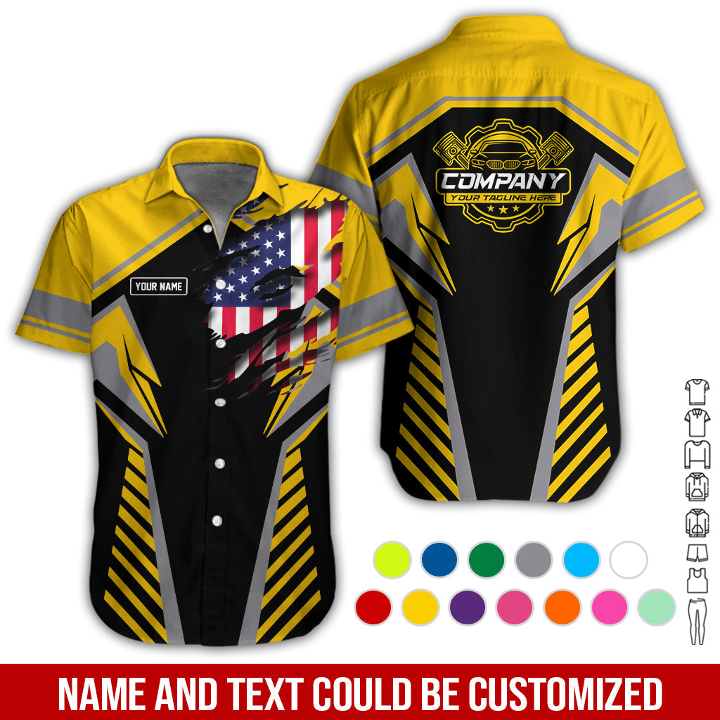 Blisscorners Personalized Diesel Mechanic Shirt, Yellow Garage Uniform, Gift for Car Guys & Technicians, Size S to 5XL