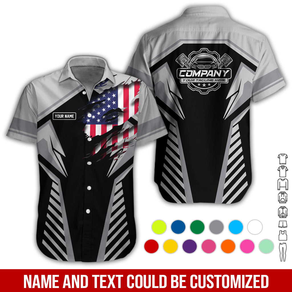 Blisscorners Personalized Diesel Mechanic Shirt, Grey Garage Uniform, Gift for Car Guys & Technicians, Size S to 5XL