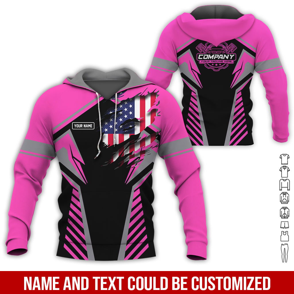 Blisscorners Personalized Diesel Mechanic Shirt, Pink Garage Uniform, Gift for Car Guys & Technicians, Size S to 5XL