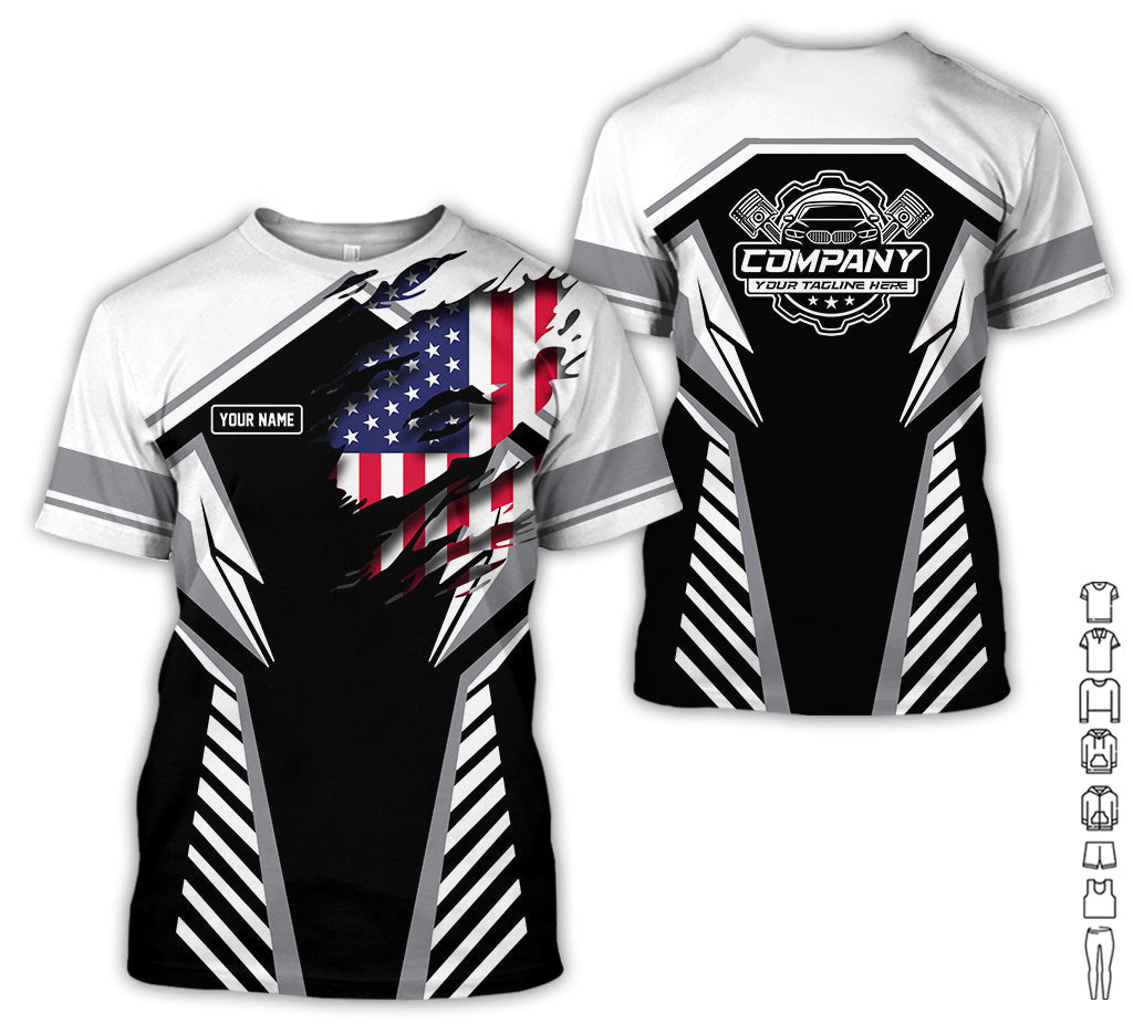 Blisscorners Personalized Diesel Mechanic Shirt, White Garage Uniform, Gift for Car Guys & Technicians, Size S to 5XL