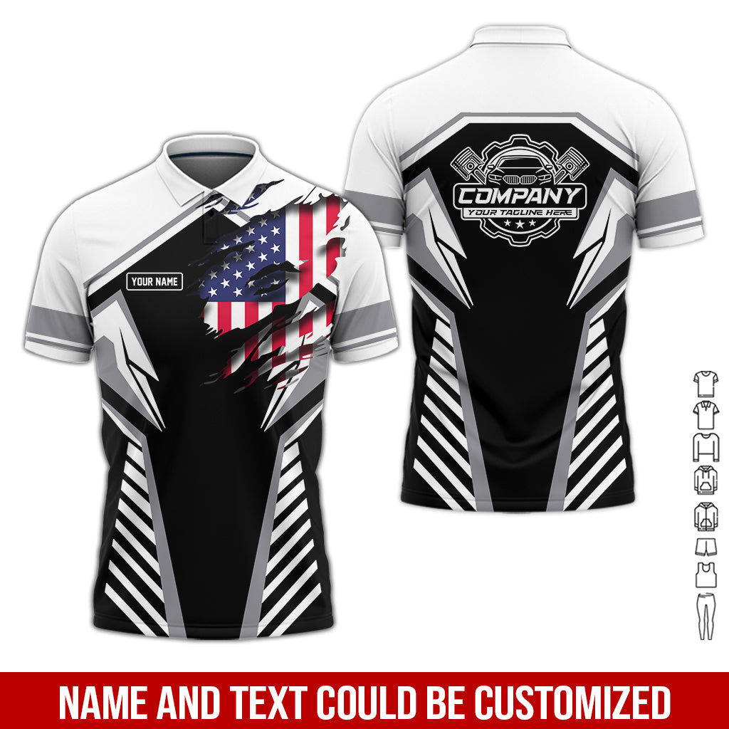 Blisscorners Personalized Diesel Mechanic Shirt, White Garage Uniform, Gift for Car Guys & Technicians, Size S to 5XL