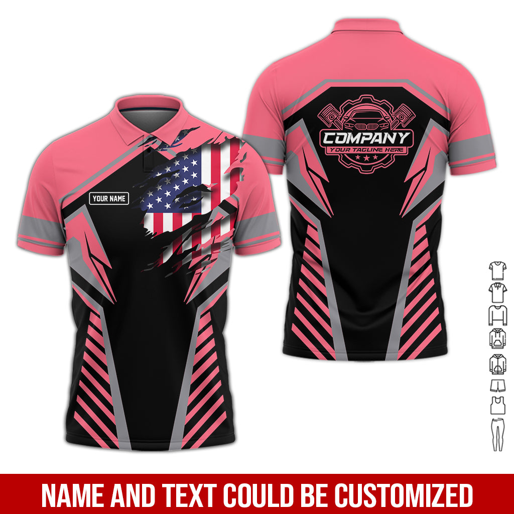 Blisscorners Personalized Diesel Mechanic Shirt, Neon Pink Garage Uniform, Gift for Car Guys & Technicians, Size S to 5XL
