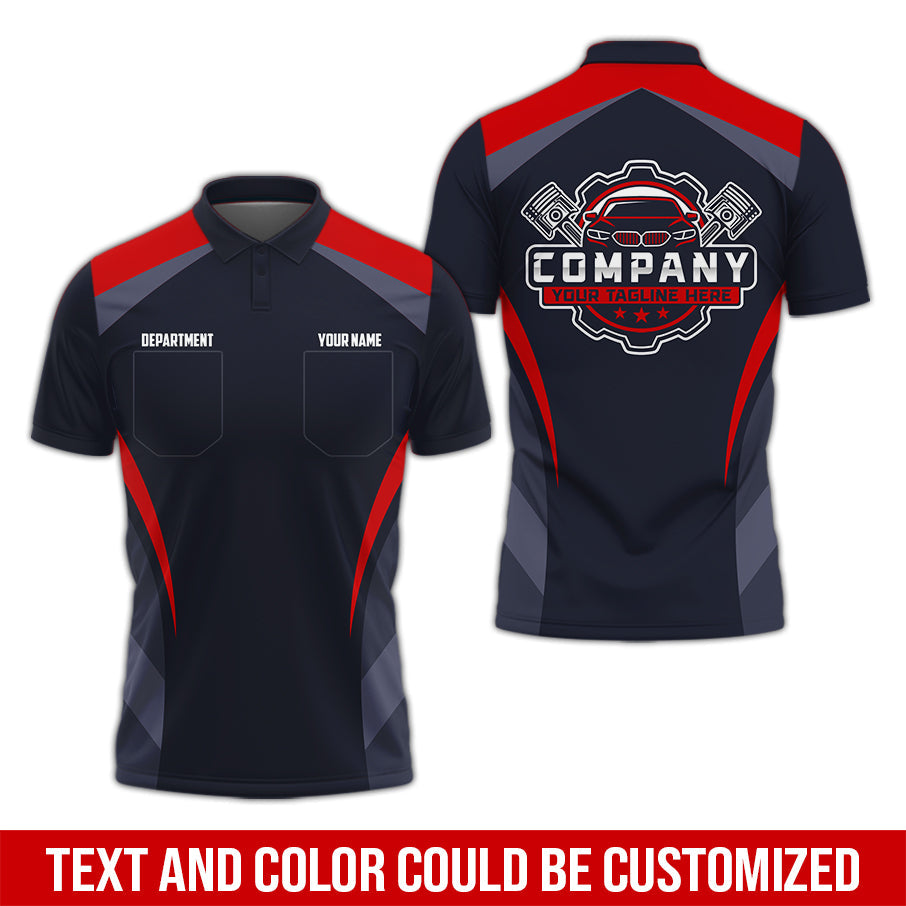 Blisscorners Custom Name Mechanic Shirt, Unisex Red Crew Shirt for Automotive Workers, Perfect Gift for Him, Size S to 5XL, Printed Poket Shirt