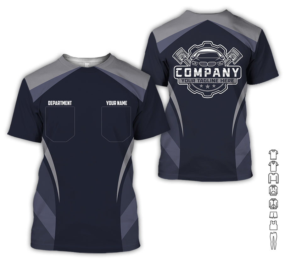 Blisscorners Custom Name Mechanic Shirt, Unisex Grey Crew Shirt for Automotive Workers, Perfect Gift for Him, Size S to 5XL