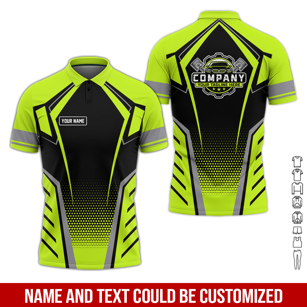 Blisscorners Personalized Garage Uniform in Classic Yellow Green, Mechanic Work Shirt for Men and Women, Perfect for Birthday or Husband, or Boyfriend