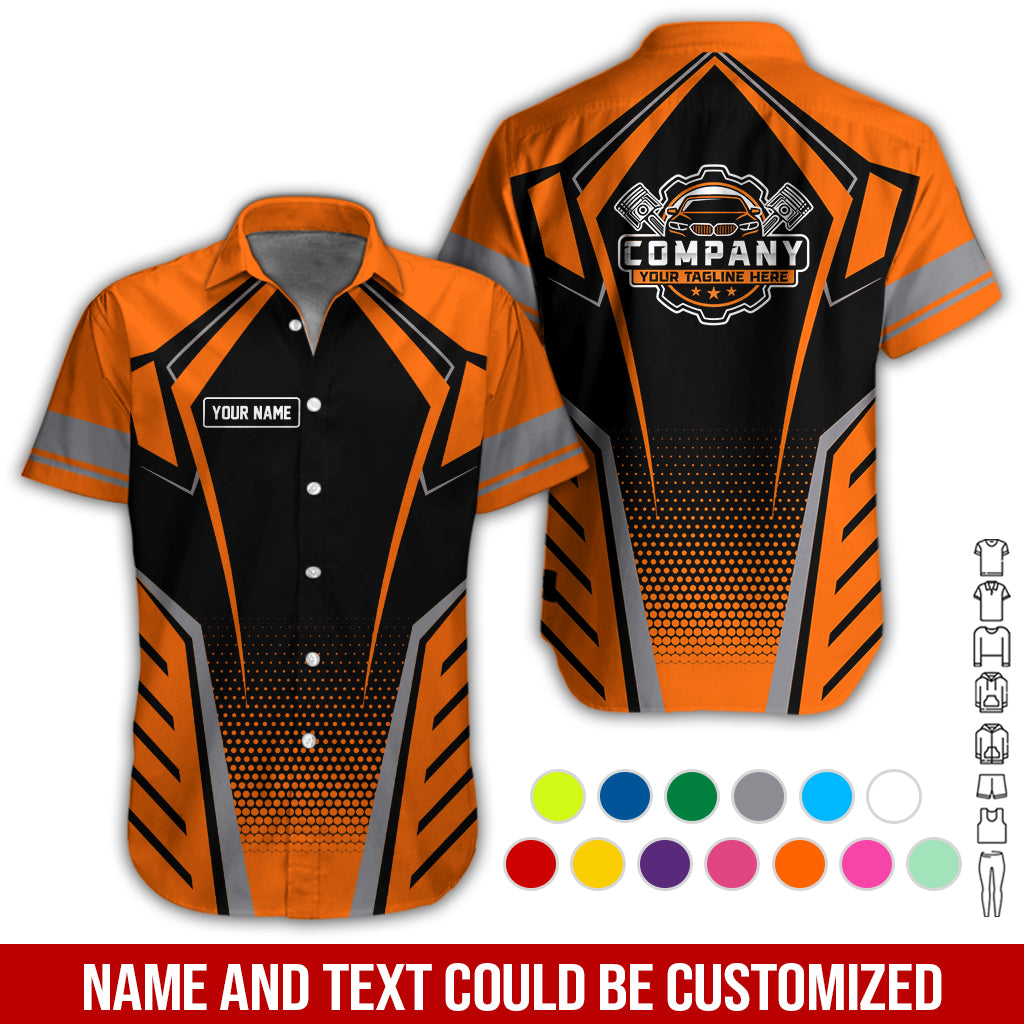 Blisscorners Personalized Garage Uniform in Classic Orange, Mechanic Work Shirt for Men and Women, Perfect for Birthday or Husband, or Boyfriend