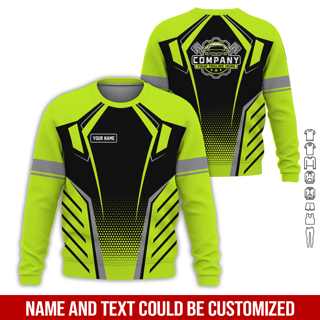 Blisscorners Personalized Garage Uniform in Classic Yellow Green, Mechanic Work Shirt for Men and Women, Perfect for Birthday or Husband, or Boyfriend