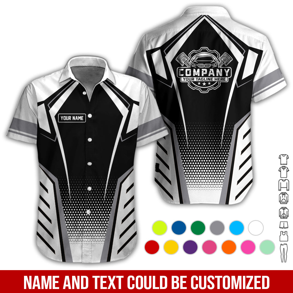 Blisscorners Personalized Garage Uniform in Classic White, Mechanic Work Shirt for Men and Women, Perfect for Birthday or Husband, or Boyfriend