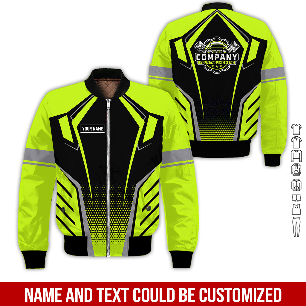 Blisscorners Personalized Garage Uniform in Classic Yellow Green, Mechanic Work Shirt for Men and Women, Perfect for Birthday or Husband, or Boyfriend