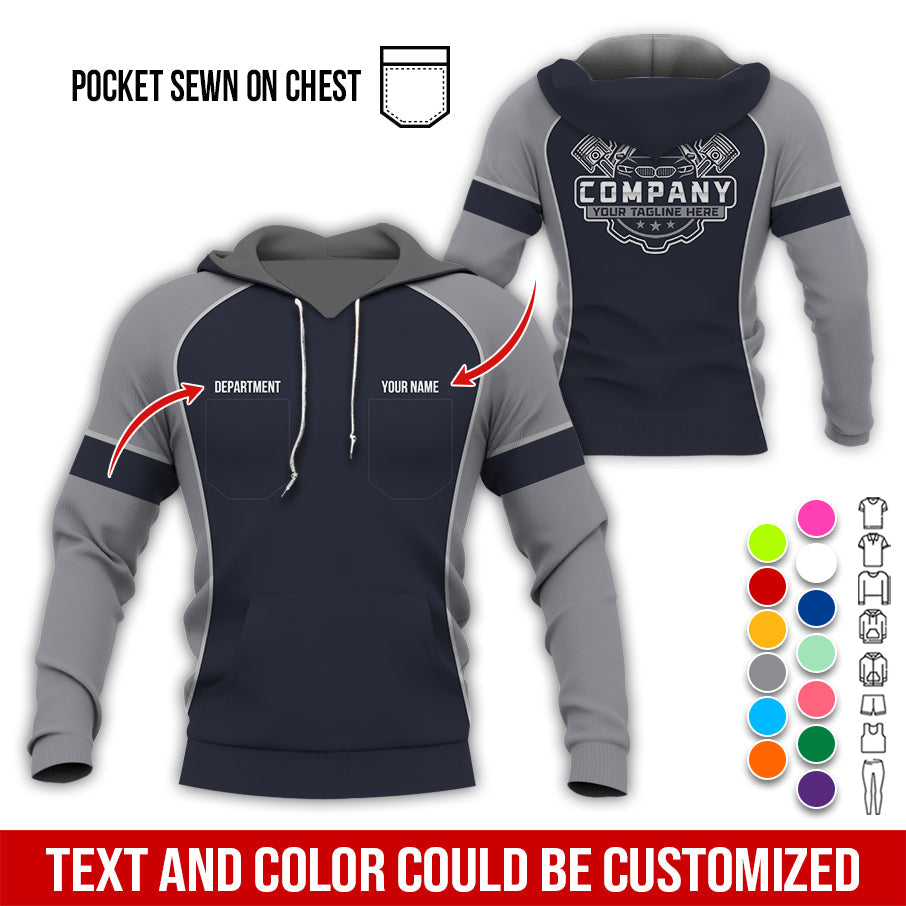 Blisscorners Custom Name Mechanic Shirt for Men, Personalized Garage Workwear Print, Great Gift for Auto Techs, Grey Mechanic T-Shirt