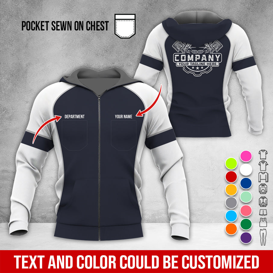 Blisscorners Custom Name Mechanic Shirt for Men, Personalized Garage Workwear Print, Great Gift for Auto Techs, White Mechanic T-Shirt