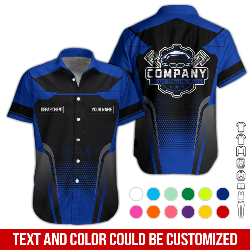 Blisscorners Personalized Name Mechanic Shirt, Mechanic Shirt in Navy, Gift Idea for Auto Technicians, Best Custom Mechanic Shirt